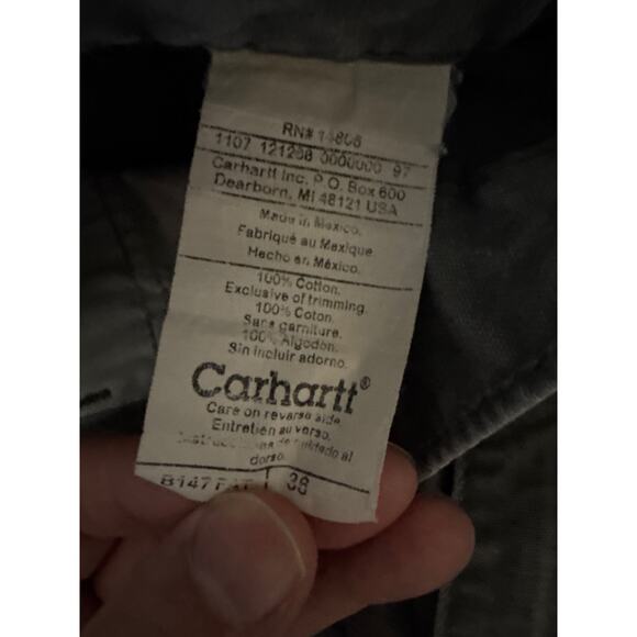 Carhartt B147-FAT Leather Patch 36” Tagged Stone Gray Carpenter Work Shorts - Picture 3 of 7